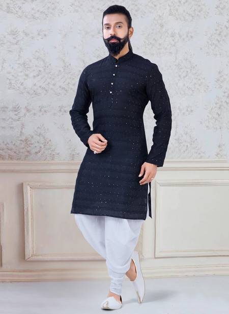 Black Colour New Designer Festive Wear Fancy Kurta Pajama Mens Latest Collection KS 1132